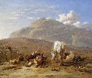 Southern landscape with young shepherd and dog Karel Dujardin